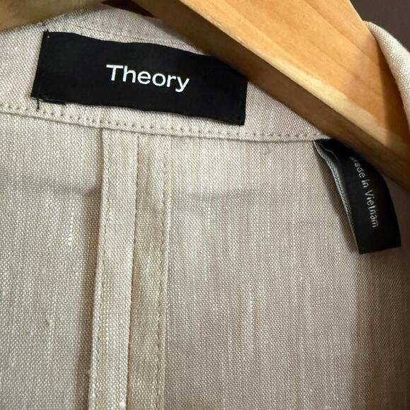 THEORY | Piazza Tan Linen Blend Double Breasted Blazer | Size 2 Summer Blazer - Picture 3 of 9